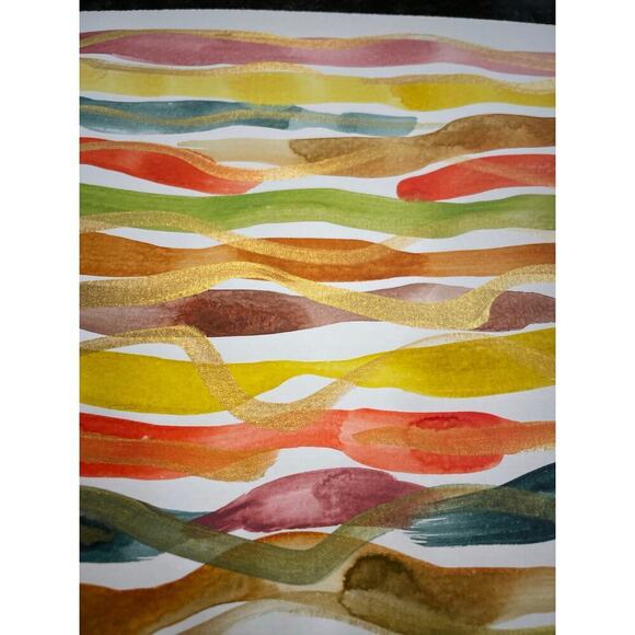 Hand made watercolor original painting abstract waves 12x9 - Picture 2 of 5